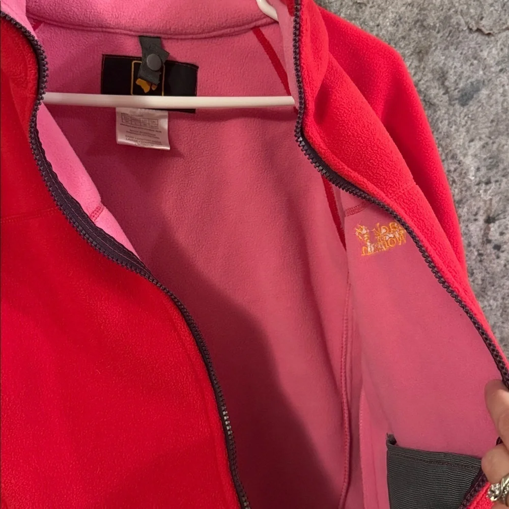 Jack Wolfskin Kids Bright Red Heavy Fleece Zip Up Jacket size medium